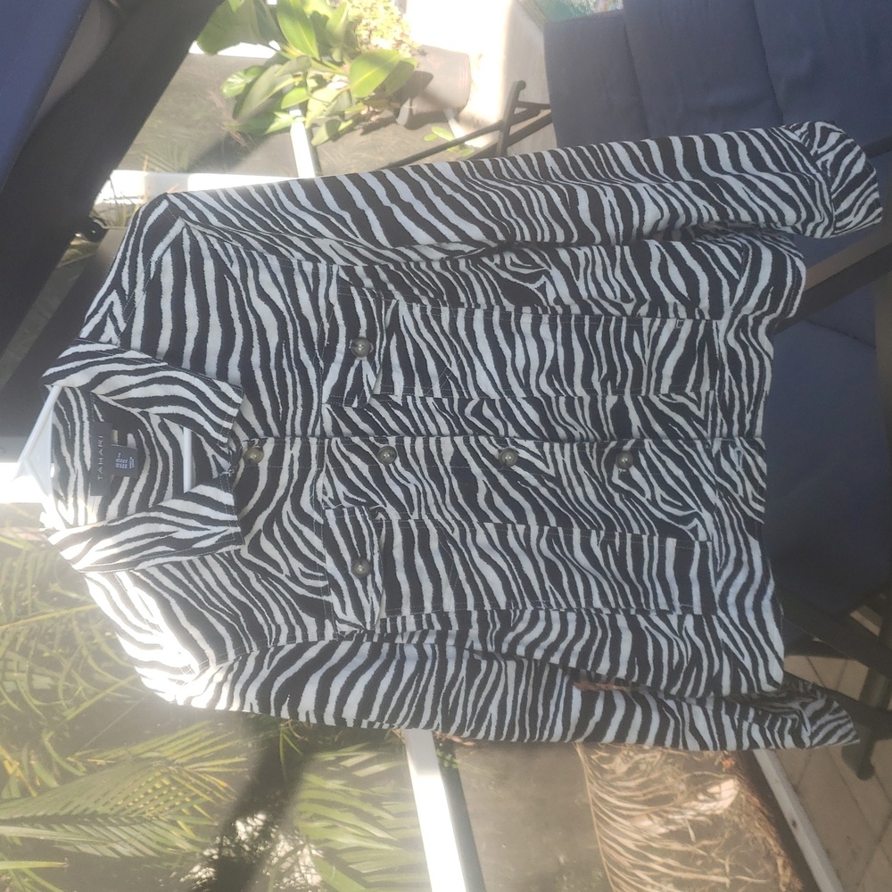 🖤TAHARI Zebra Linen Blend Jacket
